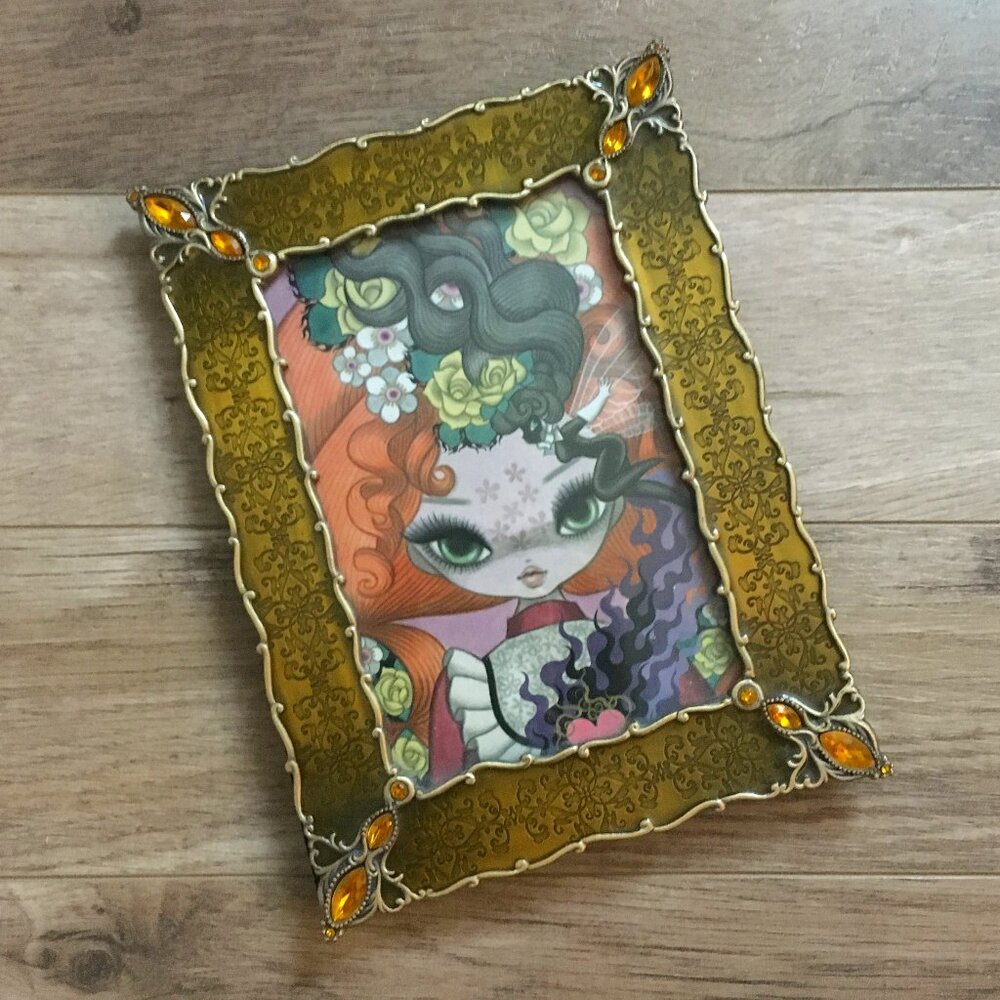 Y2K Jeweled Desk Frame with Rare Junko Mizuno Promo Art